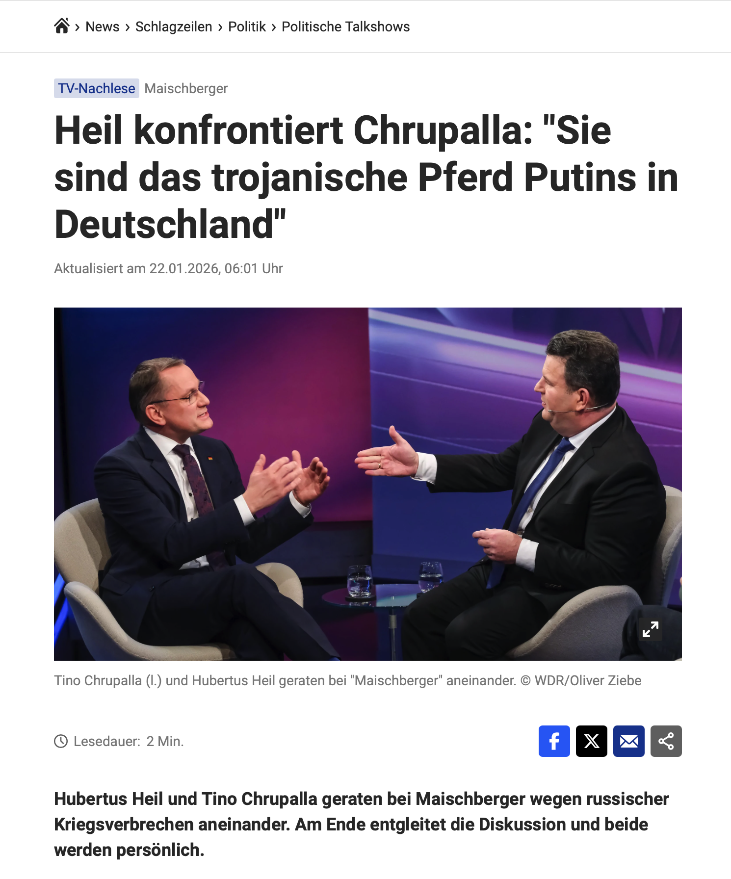 Heil konfrontiert Chrupalla bei Maischberger